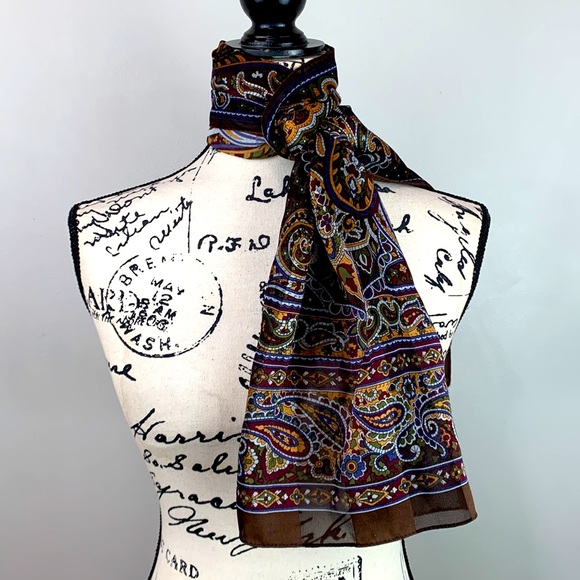 Paisley Print Rolled Edge Scarf - Picture 3 of 7